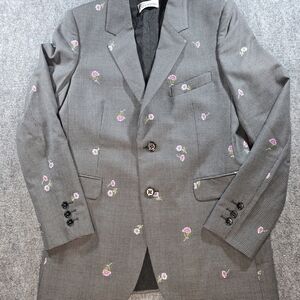 RED Valentino Checkered Blazer with Pink Floral Accents